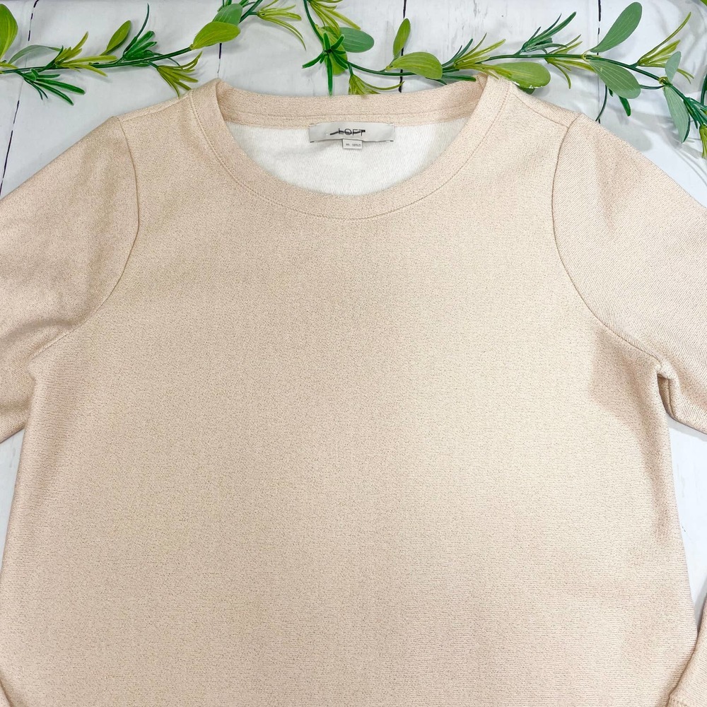 NWOT Loft Gold Pullover Fleece Sweatshirt with Round Neck - Picture 2 of 10